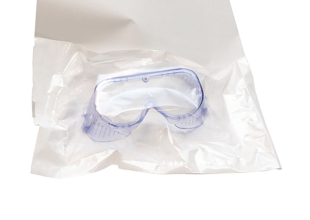 VWR indirect-ventilation disposable safety goggles sealed in clear protective packaging