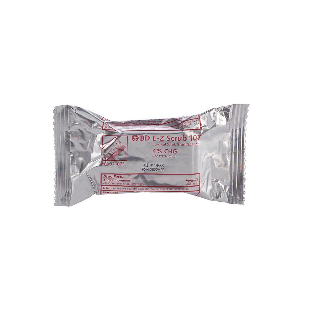 E-Z Scrub, 107 Surgical Brush/Sponge, 4% CHG packaging