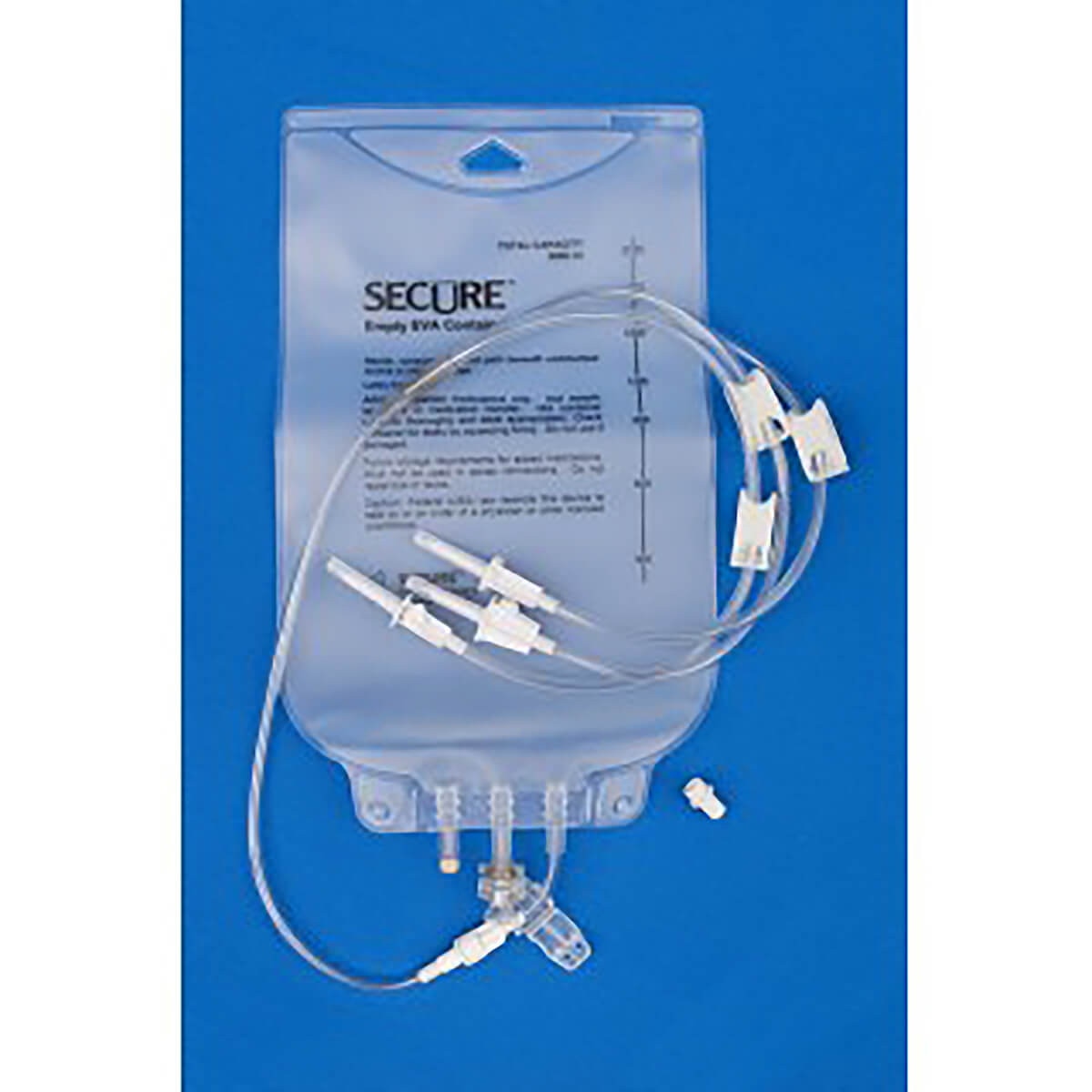 Metrix Secure 4,000 mL clear EVA gravity bag with three detachable fill legs and vented spikes