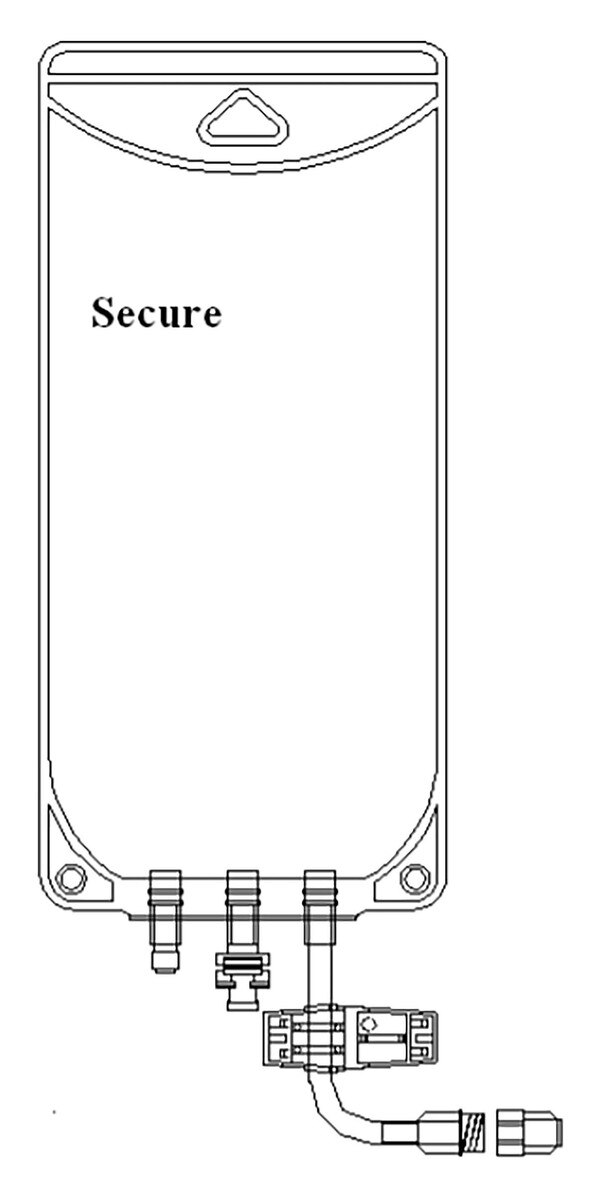 Technical diagram of the Metrix Secure 4,000 mL EVA legless bag with female screw connector and port configuration