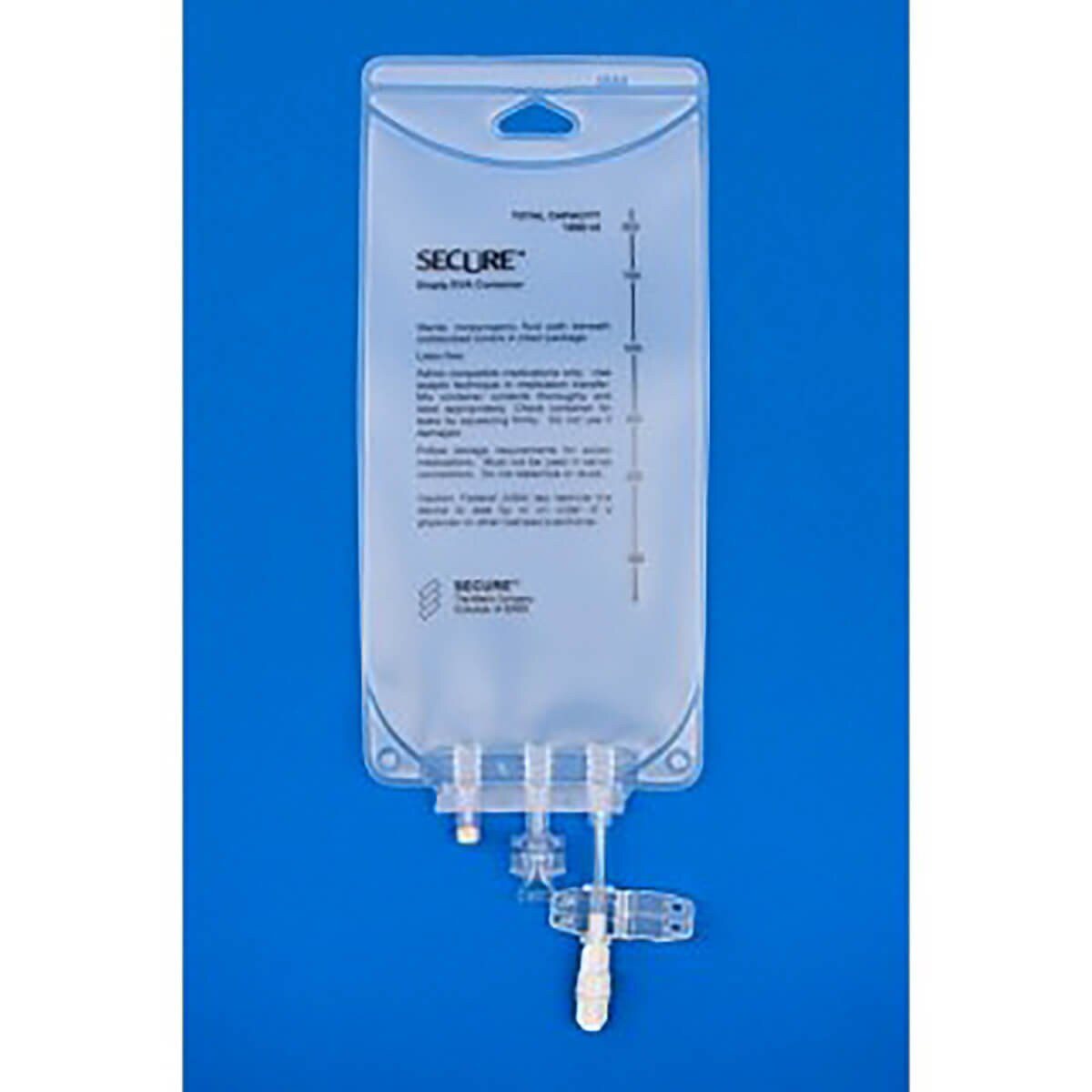 Metrix Secure 664 Series clear EVA legless bag with male screw connector, 1,000 mL