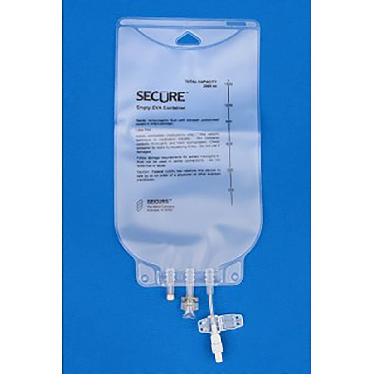 Metrix Secure 664 Series clear EVA legless bag with male screw connector, 2,000 mL