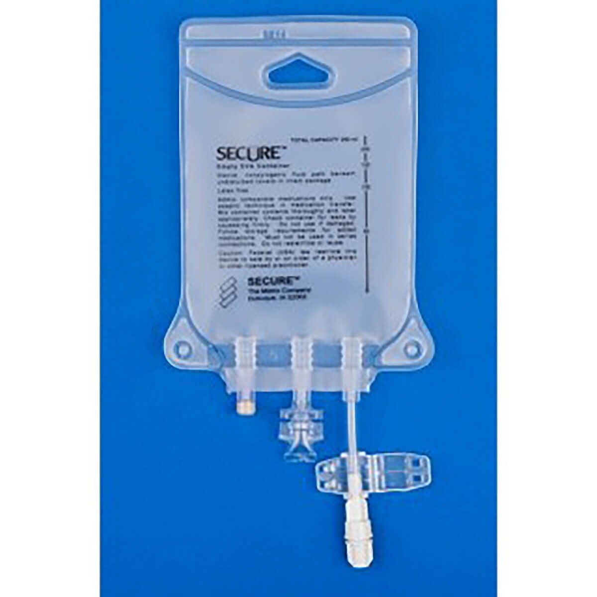 Metrix Secure 664 Series clear EVA legless bag with male screw connector, 250 mL