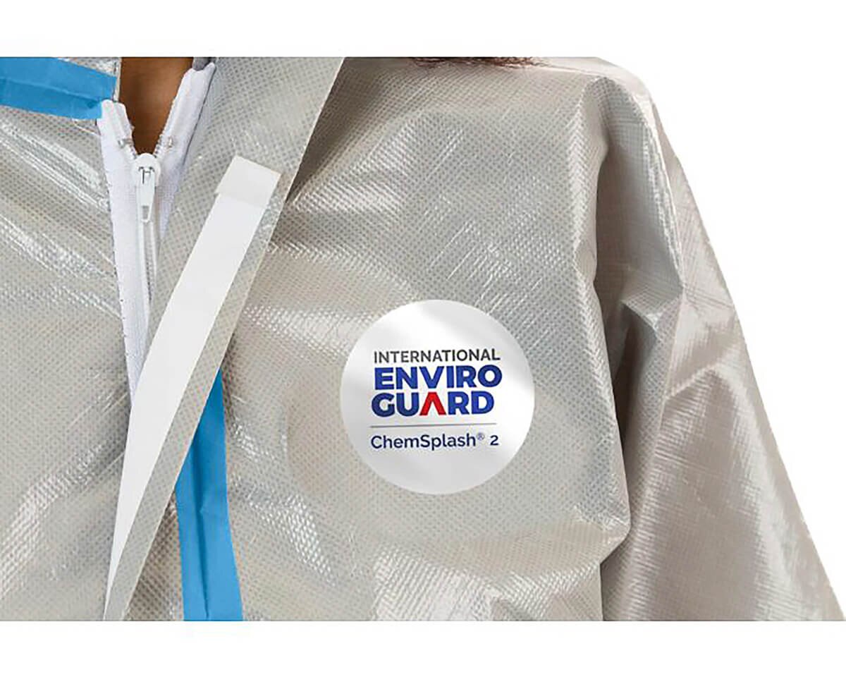 Close-up of the ChemSplash® coverall chest area