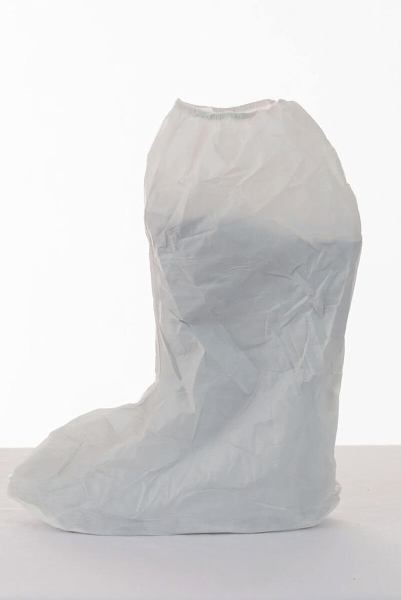 Side view of a white International Enviroguard GammaGuard CE111 sterile laminated cleanroom boot cover
