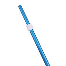 Close-up of a blue QuickConnect mop handle with connection holes and a white adjustment collar.