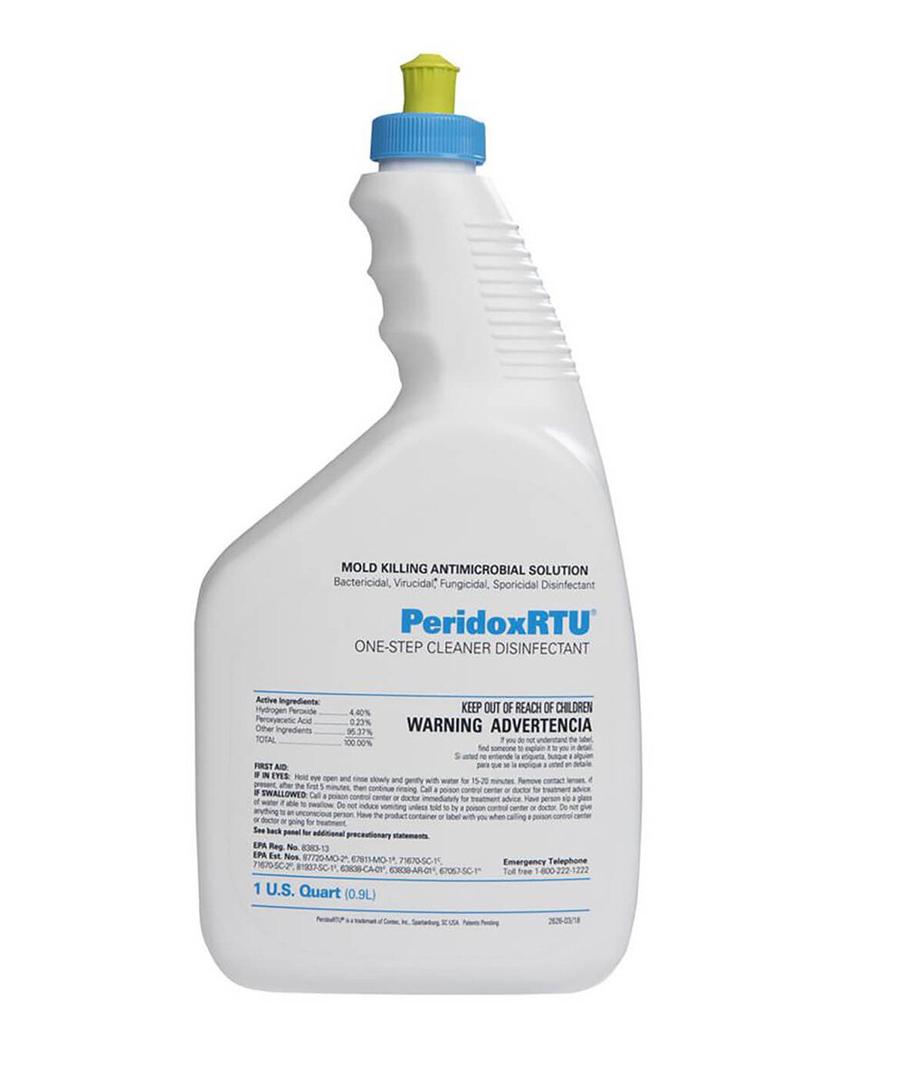 Single Peridox RTU 32oz re-closable bottle, front-facing with full product label visible.