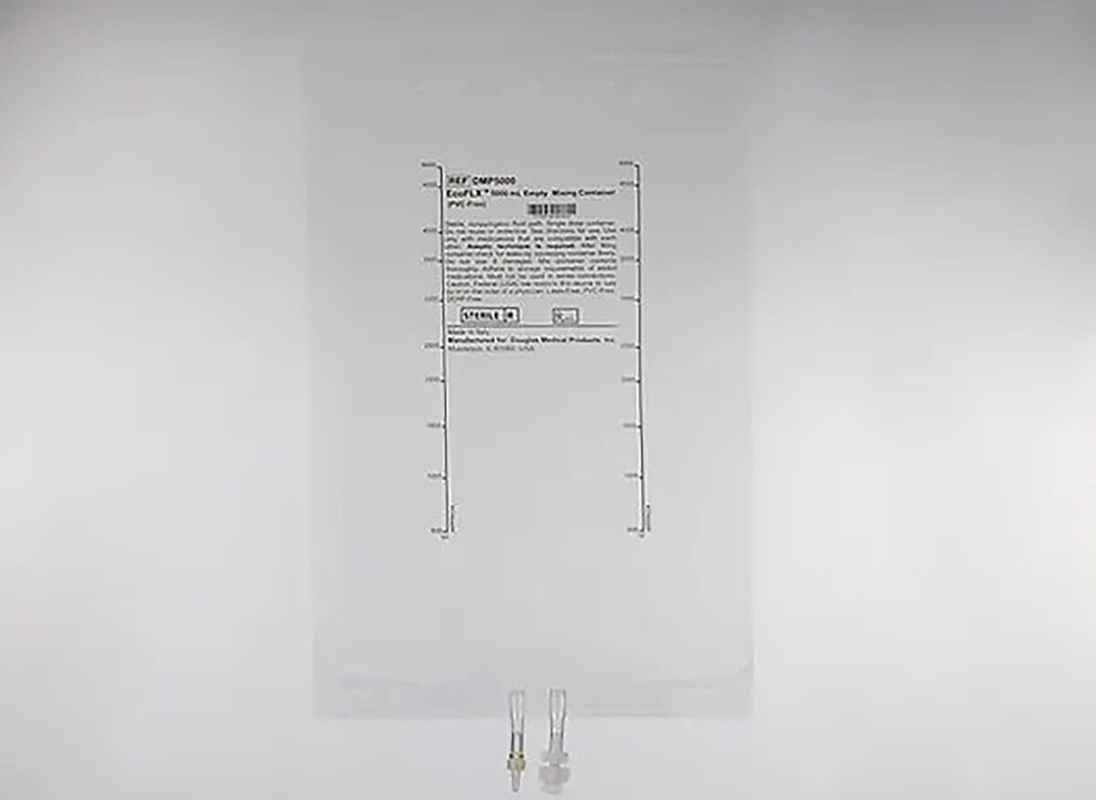 Douglas Medical EcoFLX clear polyolefin two-port empty IV mixing bag, 5,000 mL