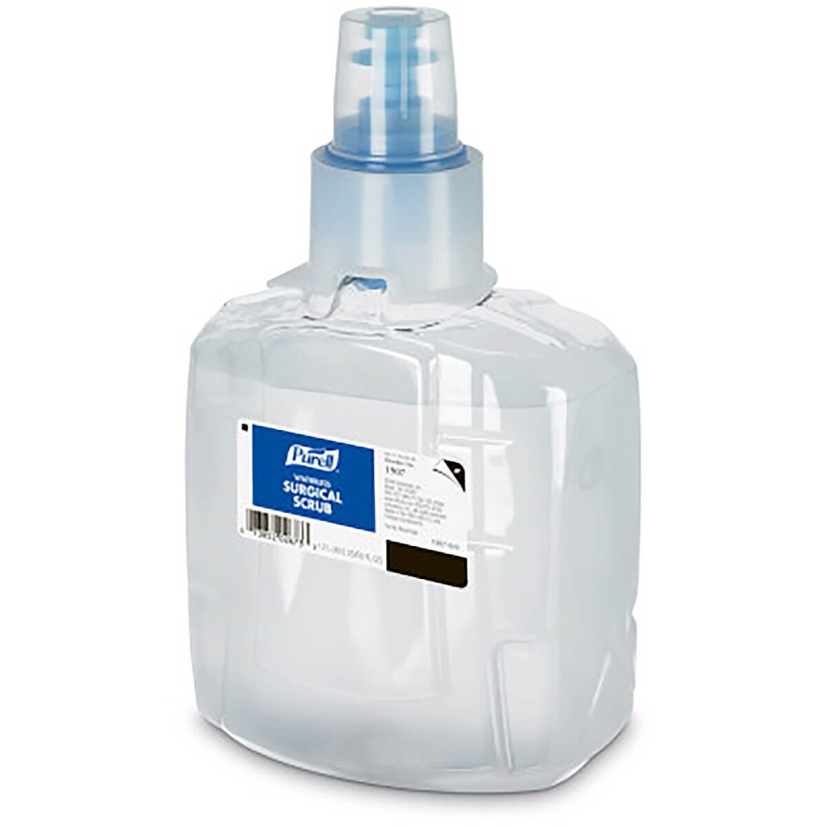 Angled side view of the LTX-12 refill cartridge highlighting the clear container shape and pump assembly.