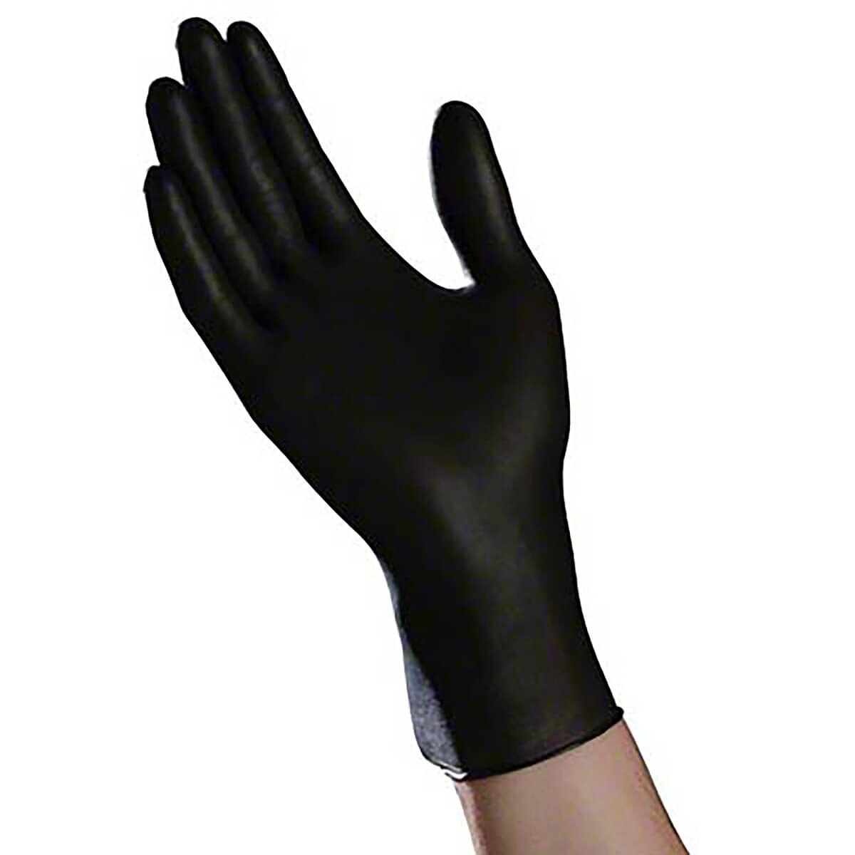 Black Nitrile Exam Gloves on hands