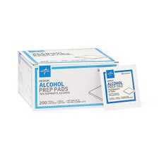 Medline medium sterile 2-ply alcohol prep pads, box of 200 with individual 70% isopropyl alcohol packet