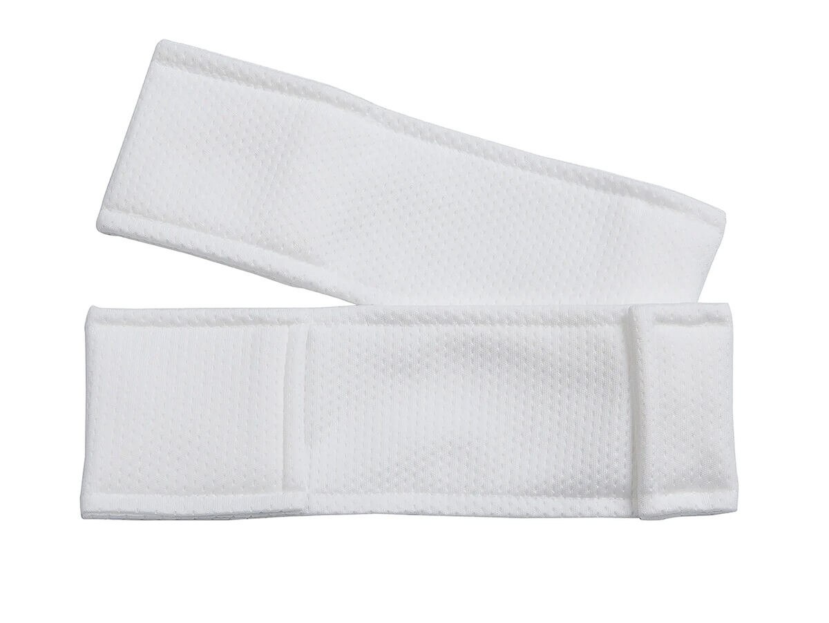 Two white EasyReach mop pads, one showing its textured face and the other showing sewn attachment pockets.