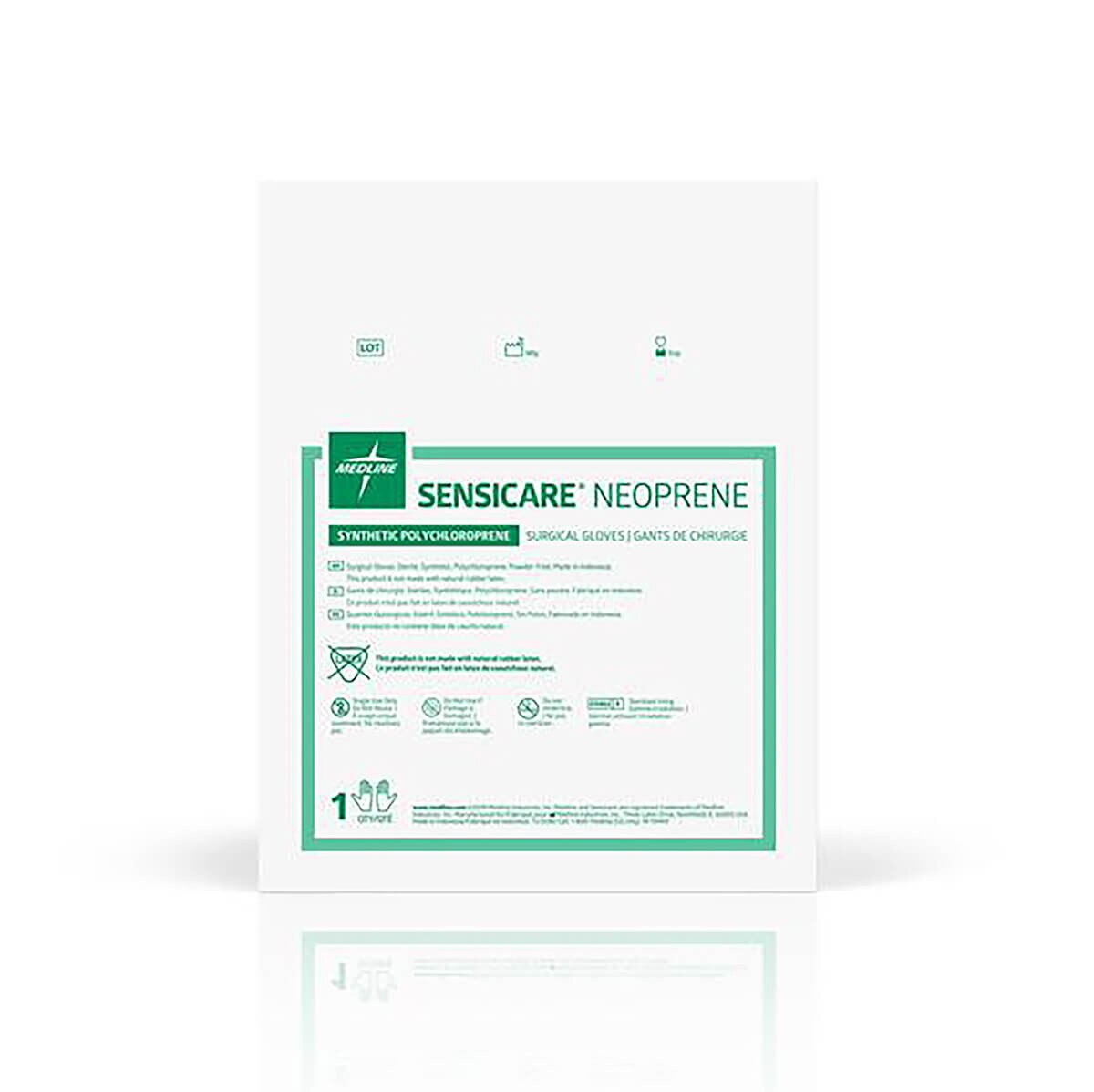 SensiCare chemo-rated neoprene surgical gloves size 7.0 sterile pouch