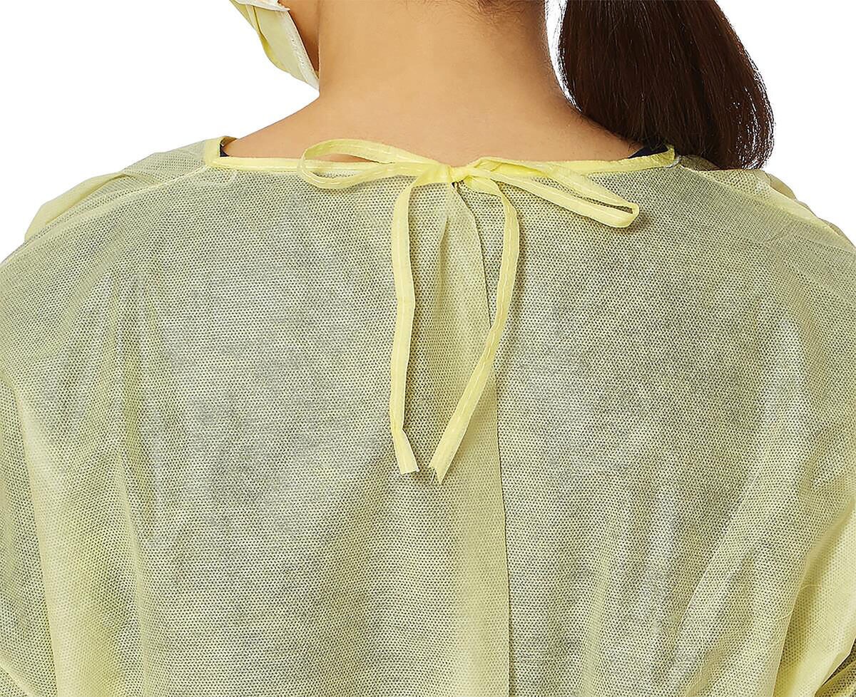 Back of the Medline's Medium-Weight Isolation Gown Yellow