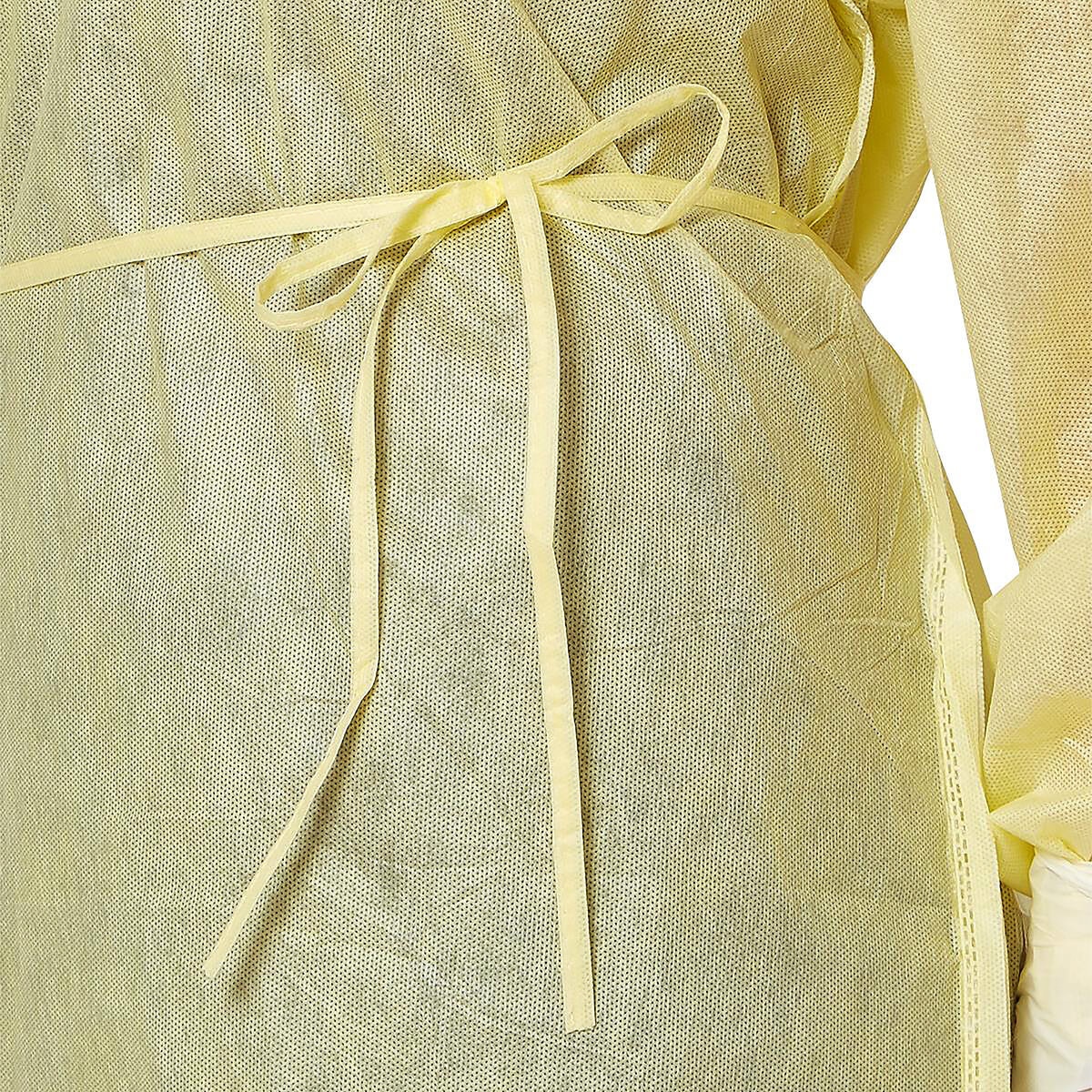 Waist Area of the Medline's Medium-Weight Isolation Gown Yellow