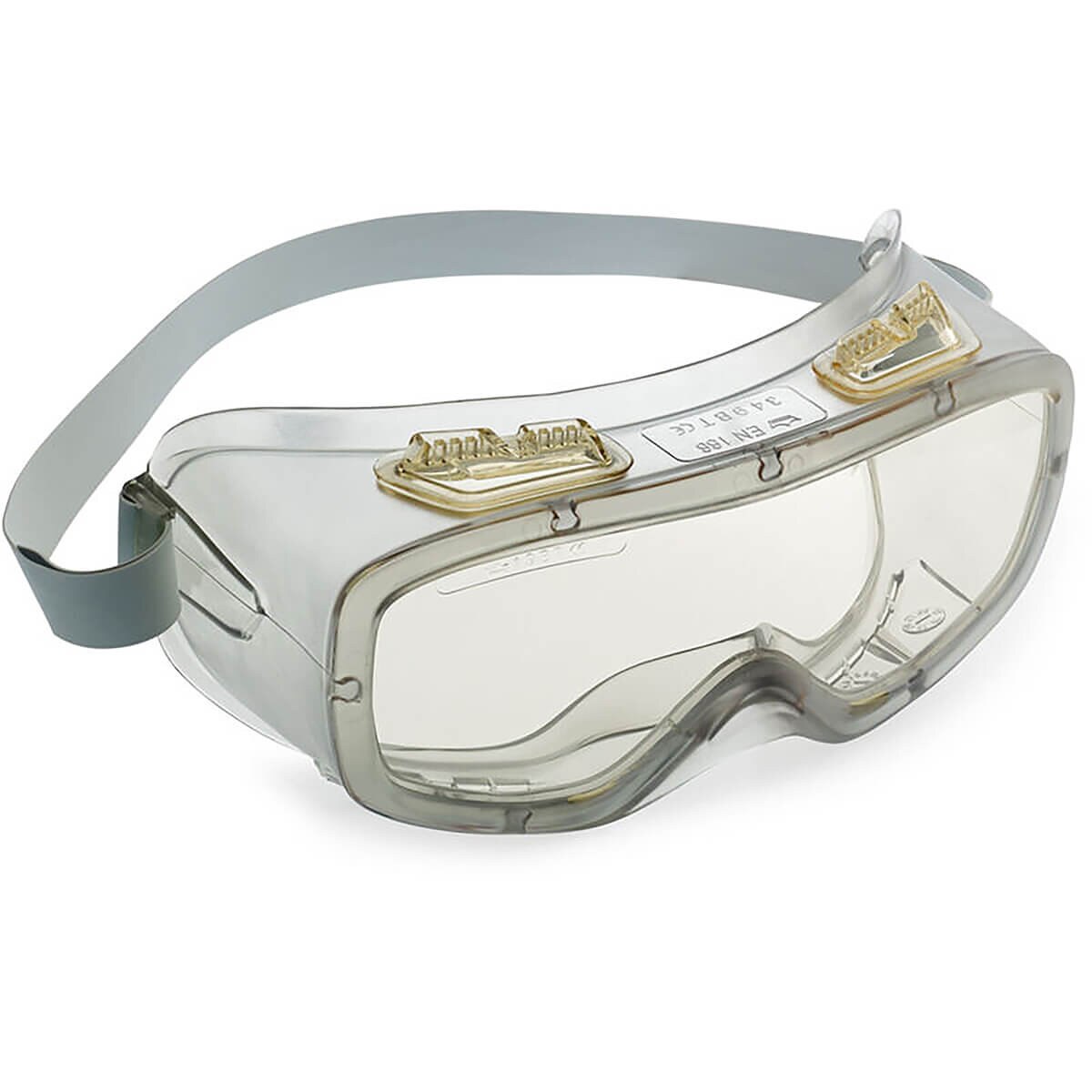 Bollé Safety Coverall II disposable goggles with a clear lens, gray strap and indirect ventilation
