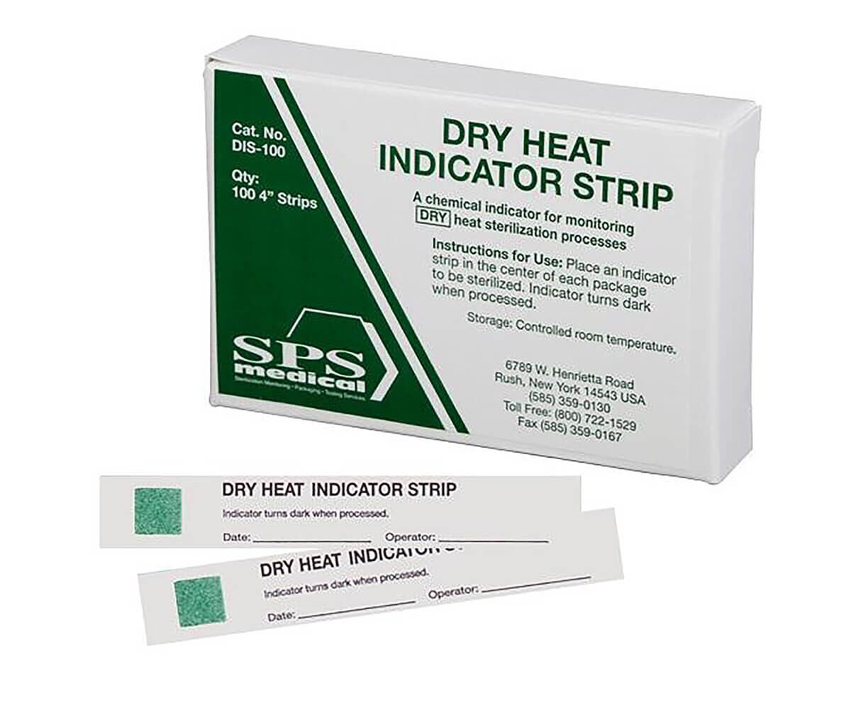 Crosstex SPS Medical DIS-100 dry heat chemical indicator strips, 4-inch, 100-count box with two strips displayed