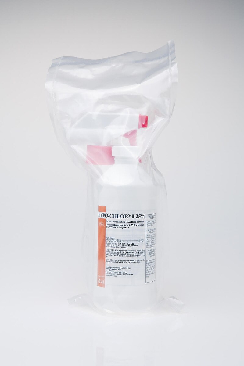 HYPO-CHLOR 0.25% 16oz trigger spray bottle sealed inside protective sterile bag