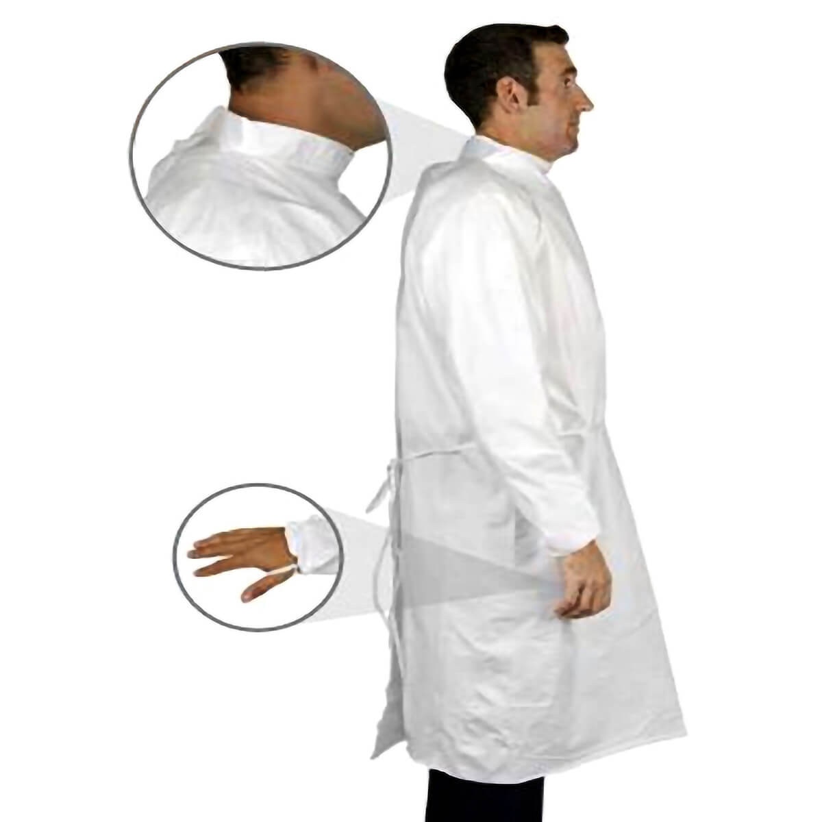 Close-up view of the elastic wrist cuff on the SMS lab gown